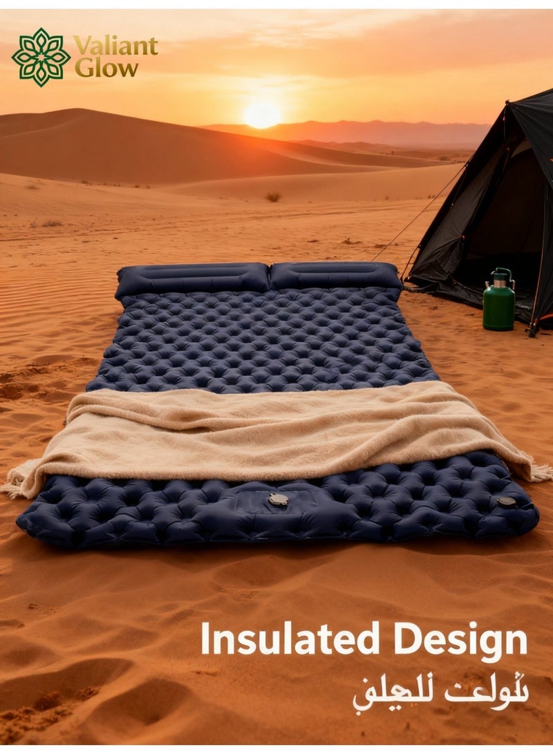 Valiant Glow Emergency Portable Lightweight Sleeping Mat|Double camping sleeping mat | Ultralight camping mat | With pillow | Built-in foot pump | Inflatable sleeping mat |camping mat|sleeping pad| Lightweight and portable | Suitable for camping | Backpacking | Hiking | Tent camping. - Image 4